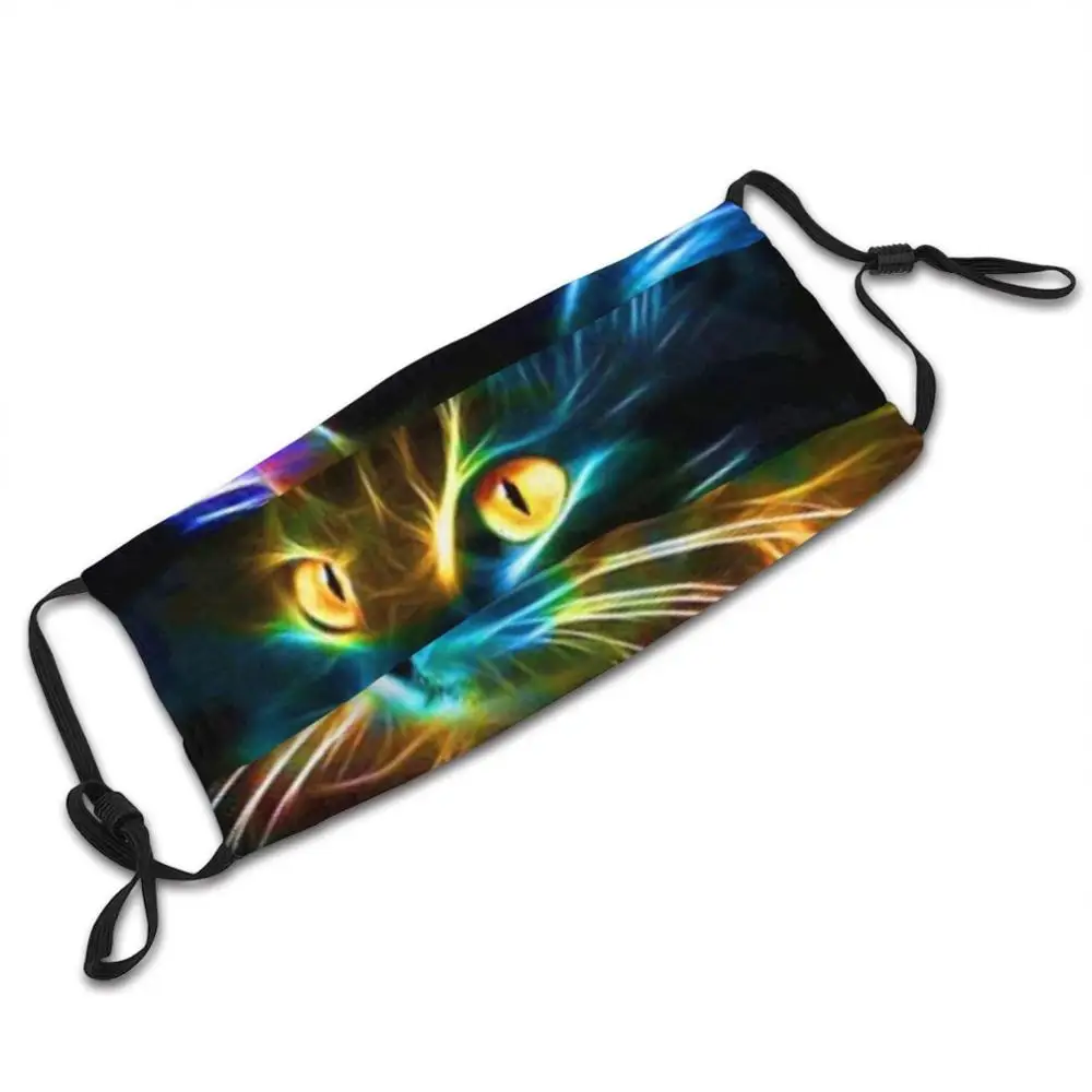 Neon Cat เสื้อยืด,และอุปกรณ์เสริมหน้ากากผ้า Reusable Print Filter ล้างทำความสะอาดได้ Cat Kitten Pet Self Care