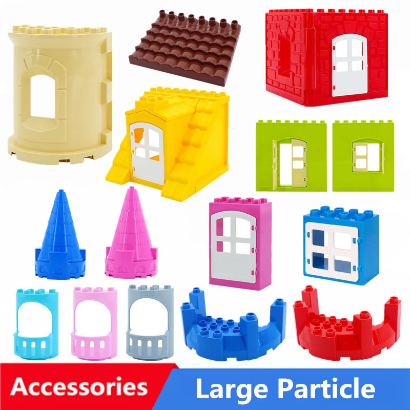 Diy Big Size Building Blocks Castle House Roof Window Door Accessories Compatible with kids Toys for Children creative Gifts