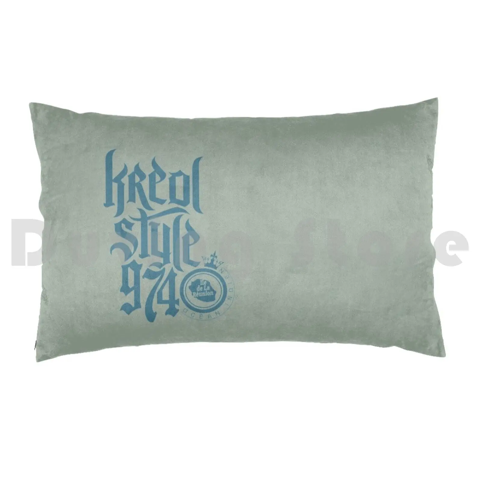 Kreol Style 974-Blue Logo Pillow Case DIY 50*70 974 Logo 974 Creole Reunionnais Reunion Island Reunionese