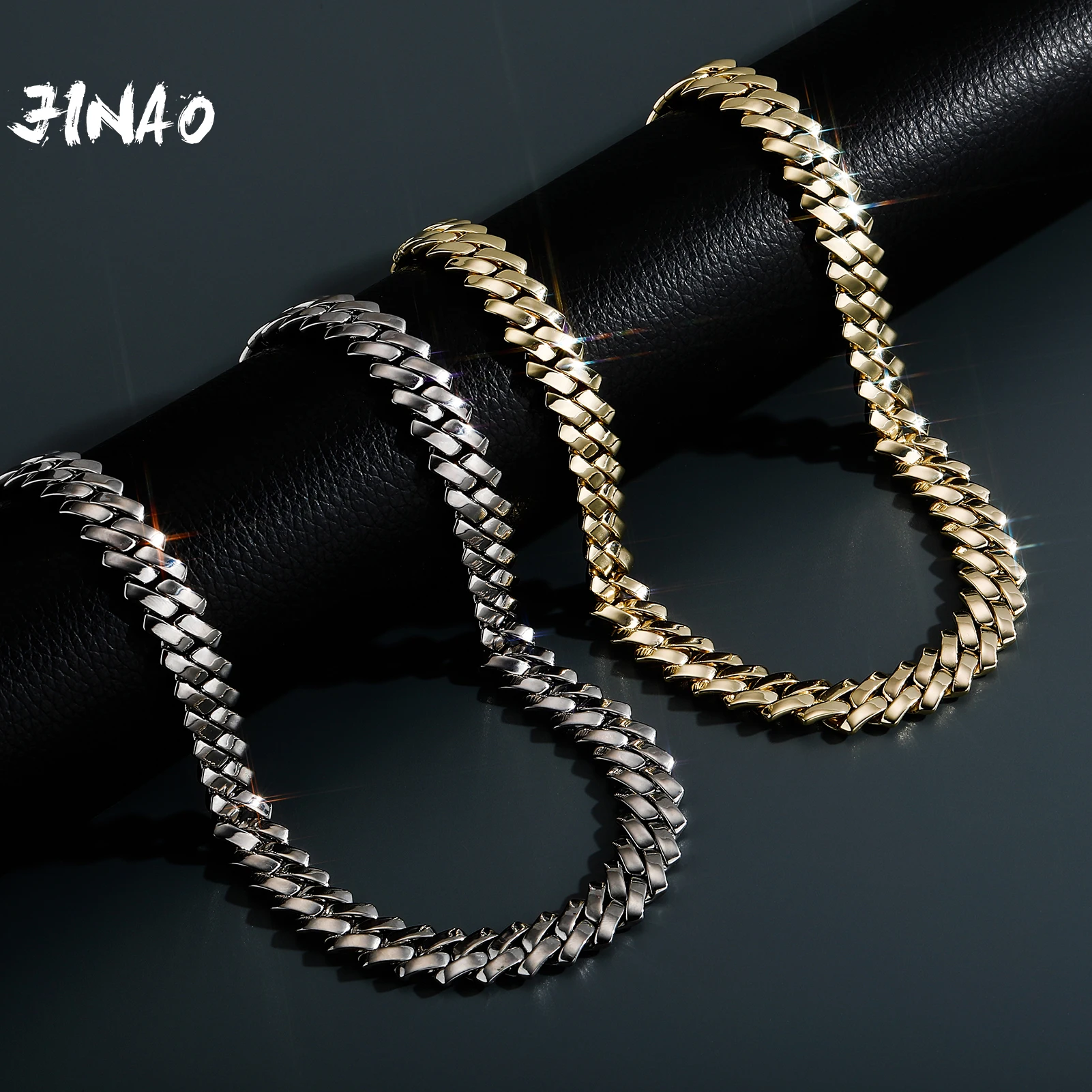 

JINAO 2021 NWE 10mm&12mm European and American style Miami Charm Cuban Chain Iced Necklace Men and Women Jewelry For Gift