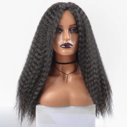 Perucas sintéticas encaracoladas do afro Kinky para mulheres negras, longo, Kinky, preto, marrom, louro, gengibre, vermelho, branco