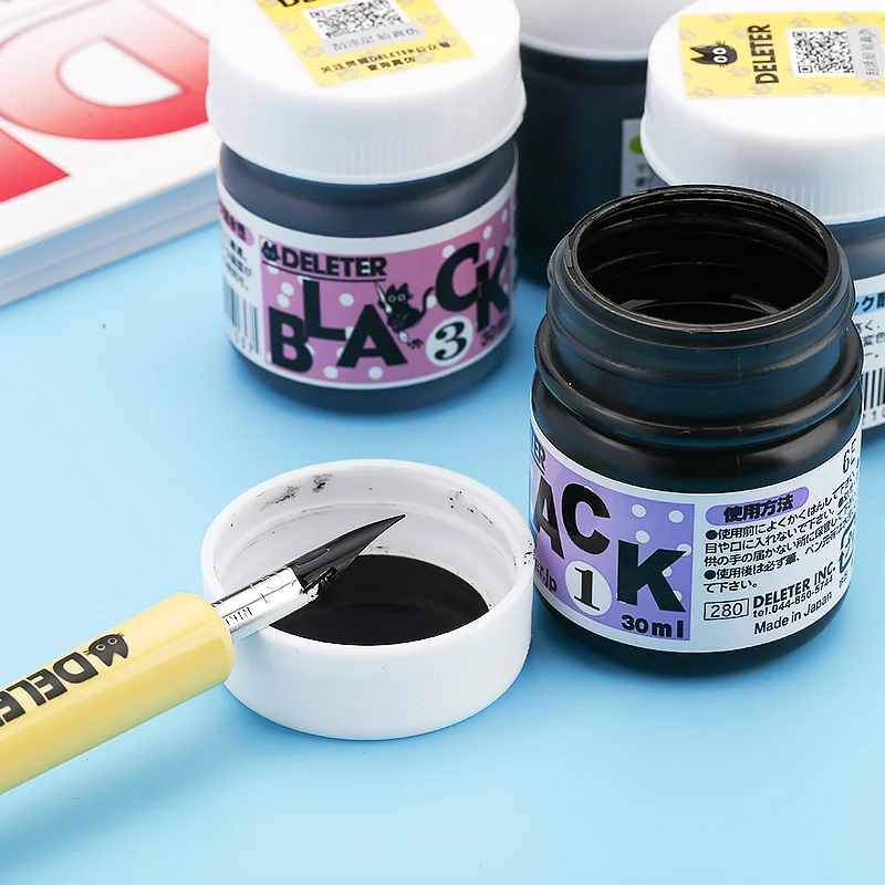 Japan deleter series black ink/comic ink/waterproof ink correction fluid 30ml painting school supplies art supplies