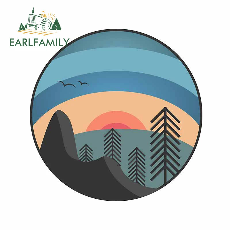 EARLFAMILY 13cm x 12.7cm for Amazing Minimalist Nature Sunset Vinyl Car Sticker Occlusion Scratch Decal Creative Decoration