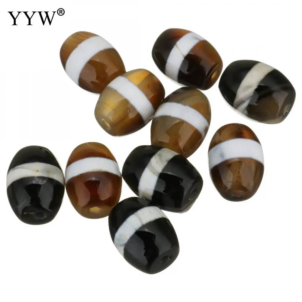 YYW 10pcs Natural Tibetan Agates Onyx Dzi Beads 12x15x12mm Jewelry Making DIY Necklace Bracelet Surprise Gift Tibetan Dzi Beads