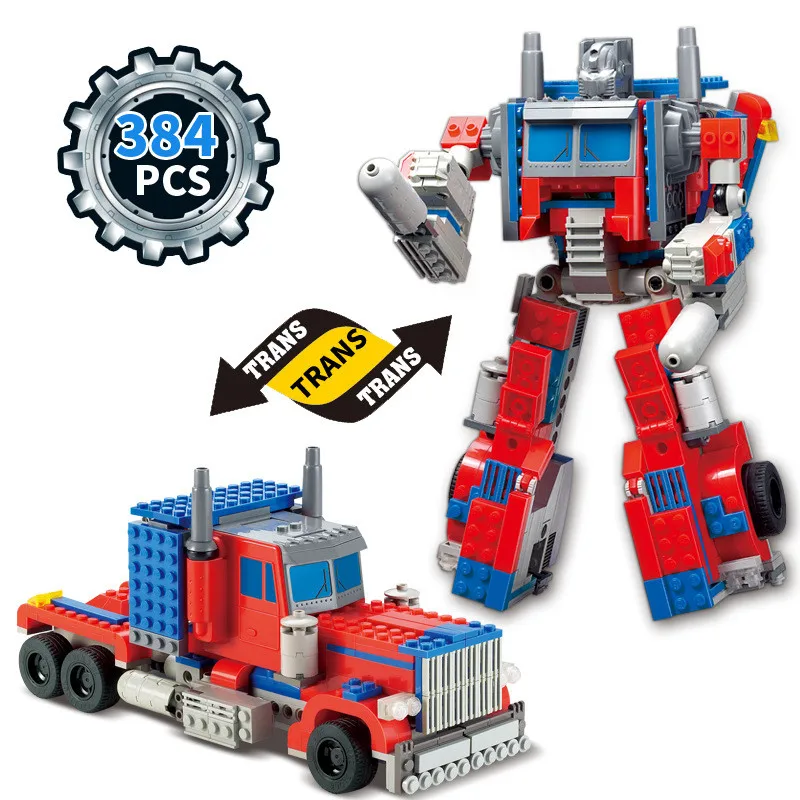 

384Pcs Transformation Robot Toy Truck Car Model Building Blocks Sets City DIY Bricks Brinquedos Educational Toys for Children