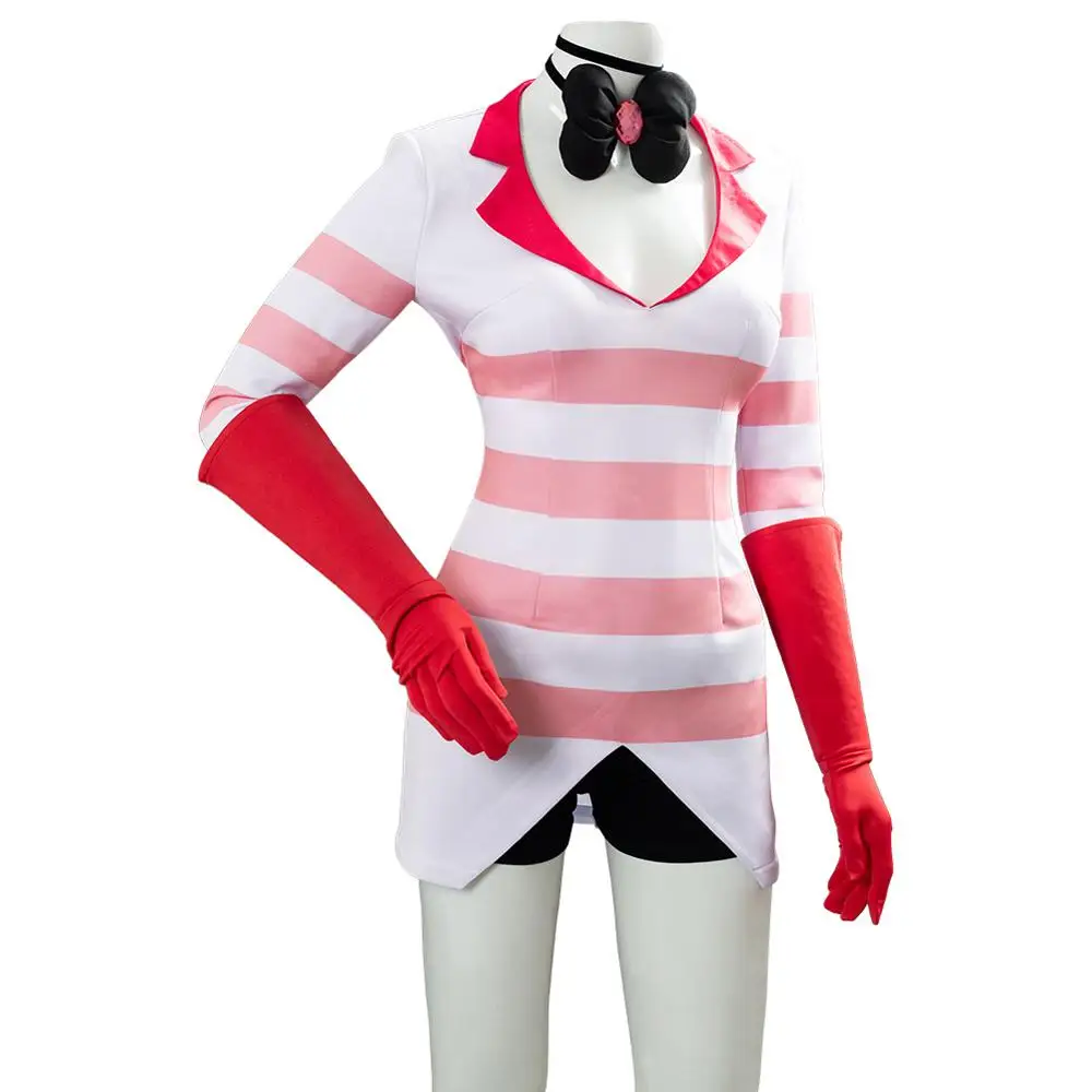 Hazbin cosplay hotel poeira anjo cosplay uniforme das mulheres meninas vestido de festa de aniversário carnaval traje de halloween