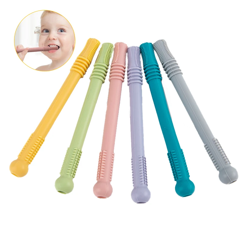 Silicone Molar Straw Baby Teether Baby Chewable Safe Toy Food Grade BPA Free Baby Teething Toys Mother Baby Supplies