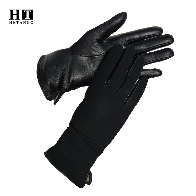 New Winter Women Leather Gloves Fashion Nubuck Leather Stitching High-Grade Sheepskin Ladies Outdoor High Quality Warm Mittens