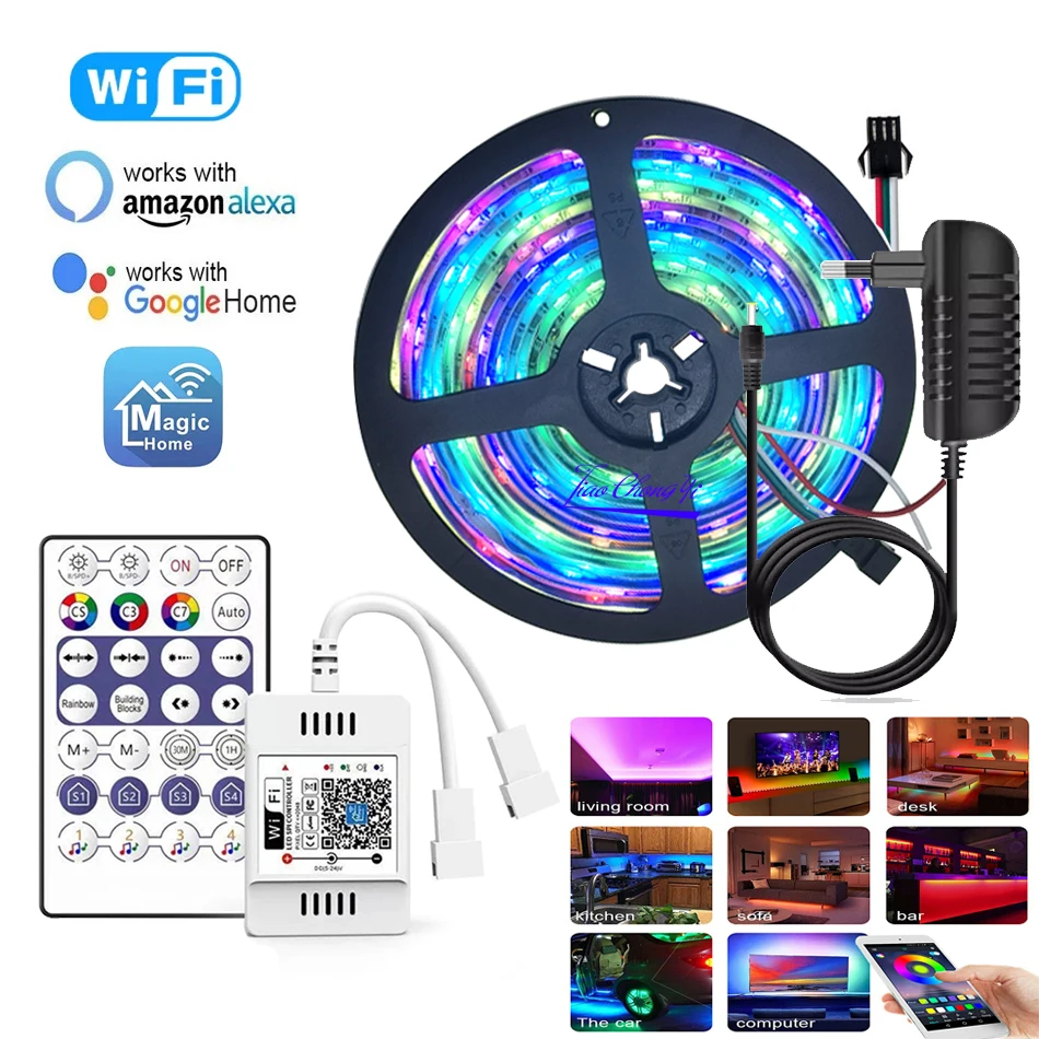 

DC12V WS2811 Addressable Led Strip RGB Dream Color WIFI APP Controller 5050 WS2811 IC 30Leds 60Leds Led Pixel Strip 1M 2M 4M 5M