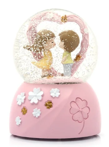 Lighted Snow Globe Heart Themed Musical Snow Jet Large Size