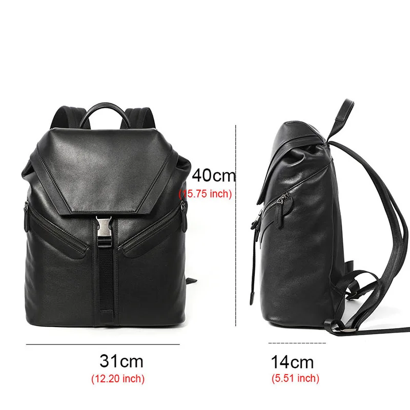 String Backpack Men Genuine Leather Backpacks Teenager Boys School Bag For 15.6 Inch Laptop Backpack Anti-theft Travel Bag