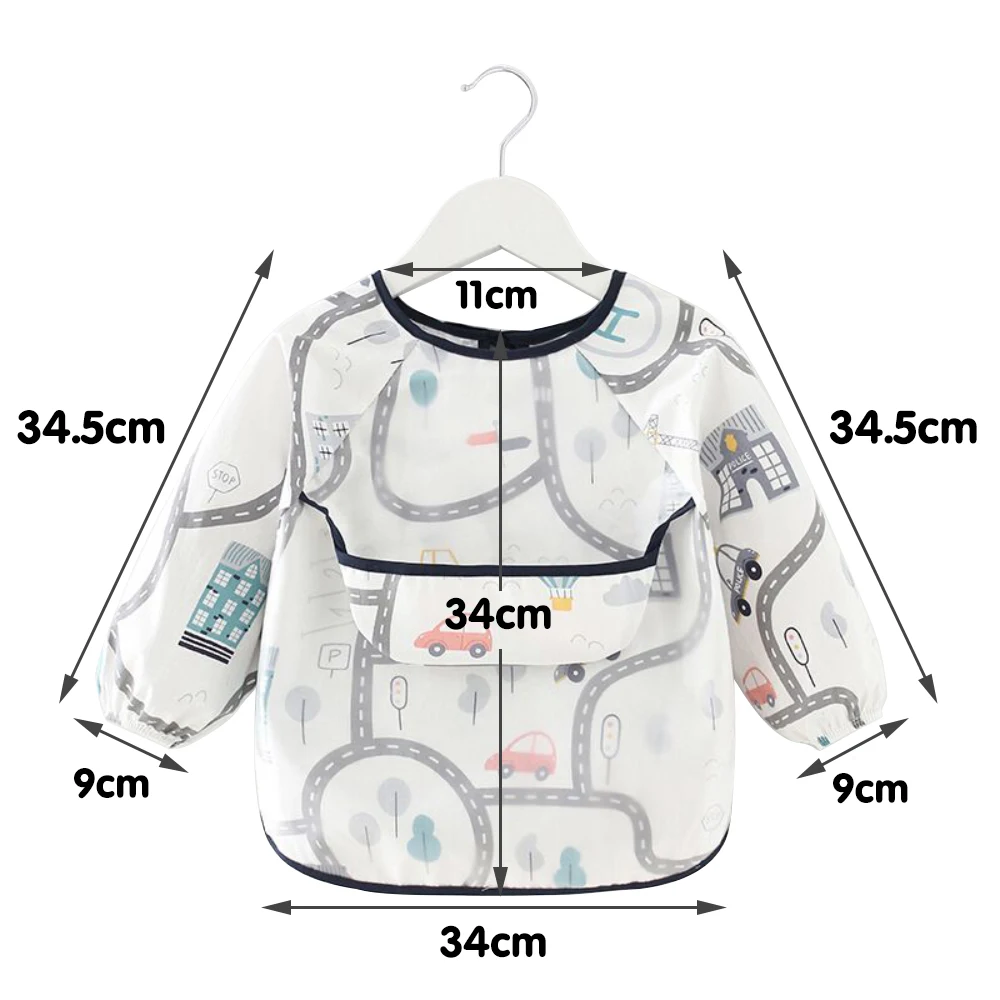 Qshare Baby Bibs Waterproof Apron Long Sleeve Art Smock for Kids Baby Stuff Chest Protection Feeding Bibs Infant Burp Cloths