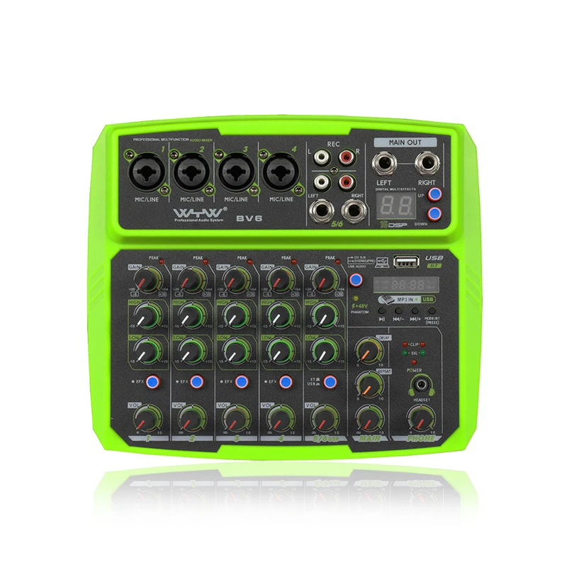 Scheda audio Bluetooth della città della CELLA Mixer a 6 canali Home Stage USB piccolo Mixer strumento microfono auricolare a disco U disponibile