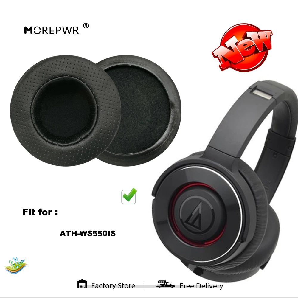 

Morepwr New Upgrade Replacement Ear Pads for Audio-Techinca ATH-WS550IS Headset Parts Leather Cushion Velvet Earmuff