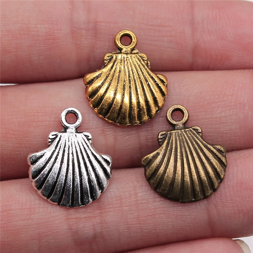 

200pcs 18x15mm Antique Gold Color Antique Silver Color Antique Bronze Shell Charm Seashell Charm For Jewelry Making