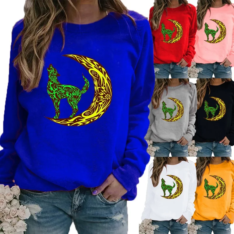 

Autumn and Winter Women Clothing Loose Casual Shirt Round Neck Pullover Motion Sweater Plush Printing Graphic Tee Ladies Tops