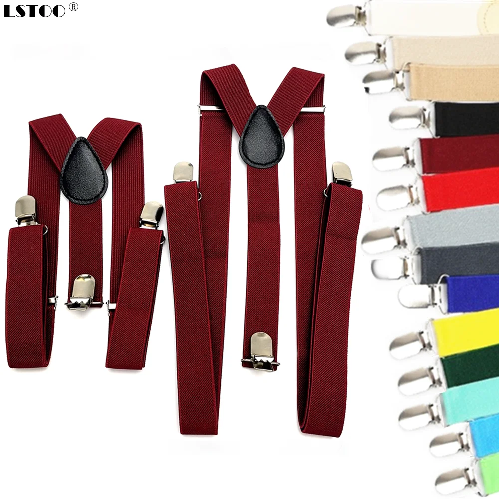 Parent-Kids Wine red Suspenders Men Women Boys Girls Elastic Adjustable Kids Braces Unisex Children Adult Clothes Accessories