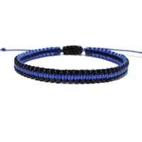 Thin Blue Line Policeman Husband Boyfriend Mens Jewelry Rope Macrame Bracelet Police Officer Fathers Day Gift