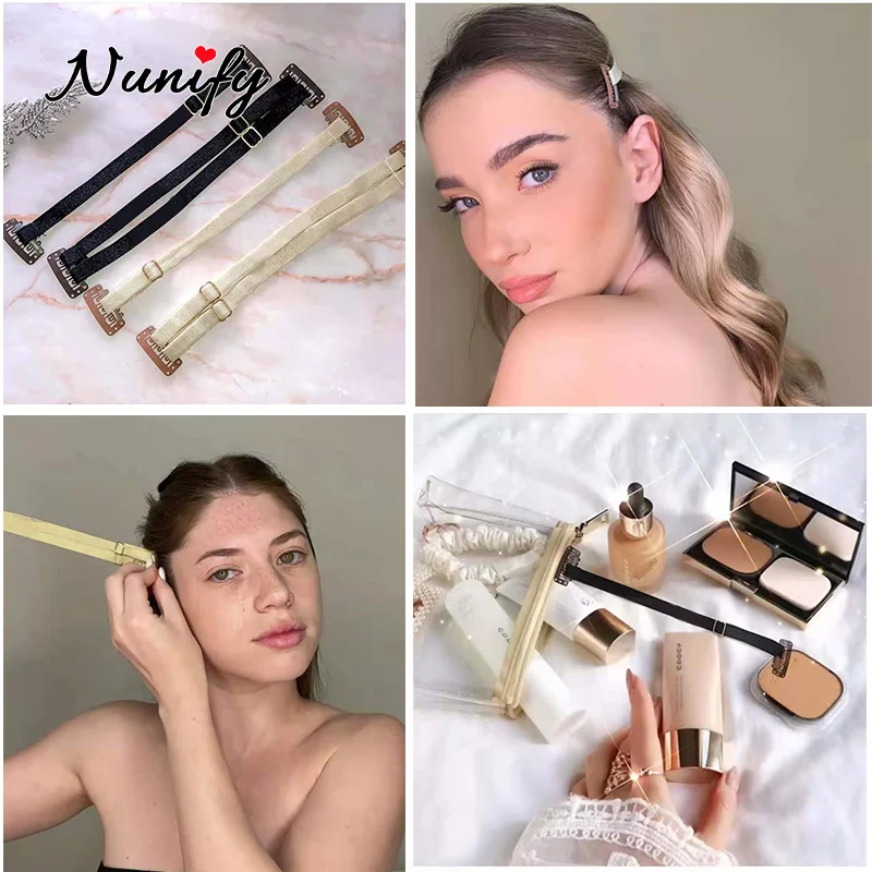 Nunify Haarband mit Clip-Stretchbändern zur Vorbeugung von Haaren, um Augen und Gesicht zu bedecken. Verstellbares elastisches Band für langes Haar