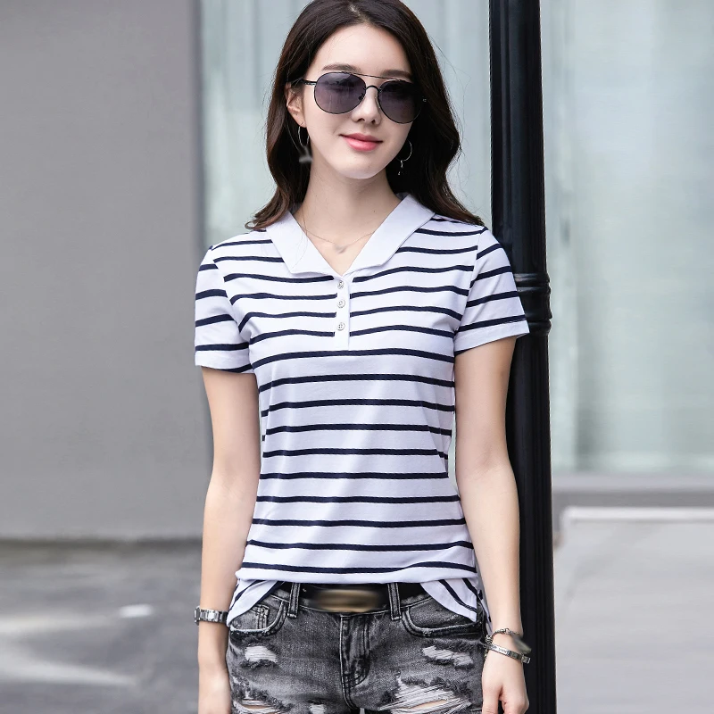 

Fashion Woman clothing Simple Casual Cotton Womens Polo Shirt Summer Polo Neck T-Shirt Korean Polos mujer Top Short Sleeve Tees