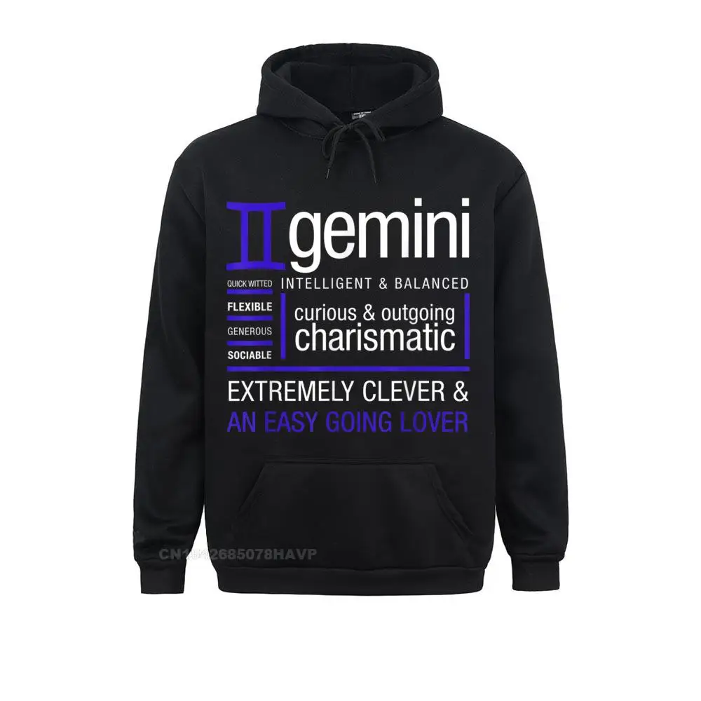 Long Sleeve Hoodies Men's Sweatshirts Gemini Sign Shirt Funny Astrological Zodiac Birthday Gift Unique Sportswears Cute