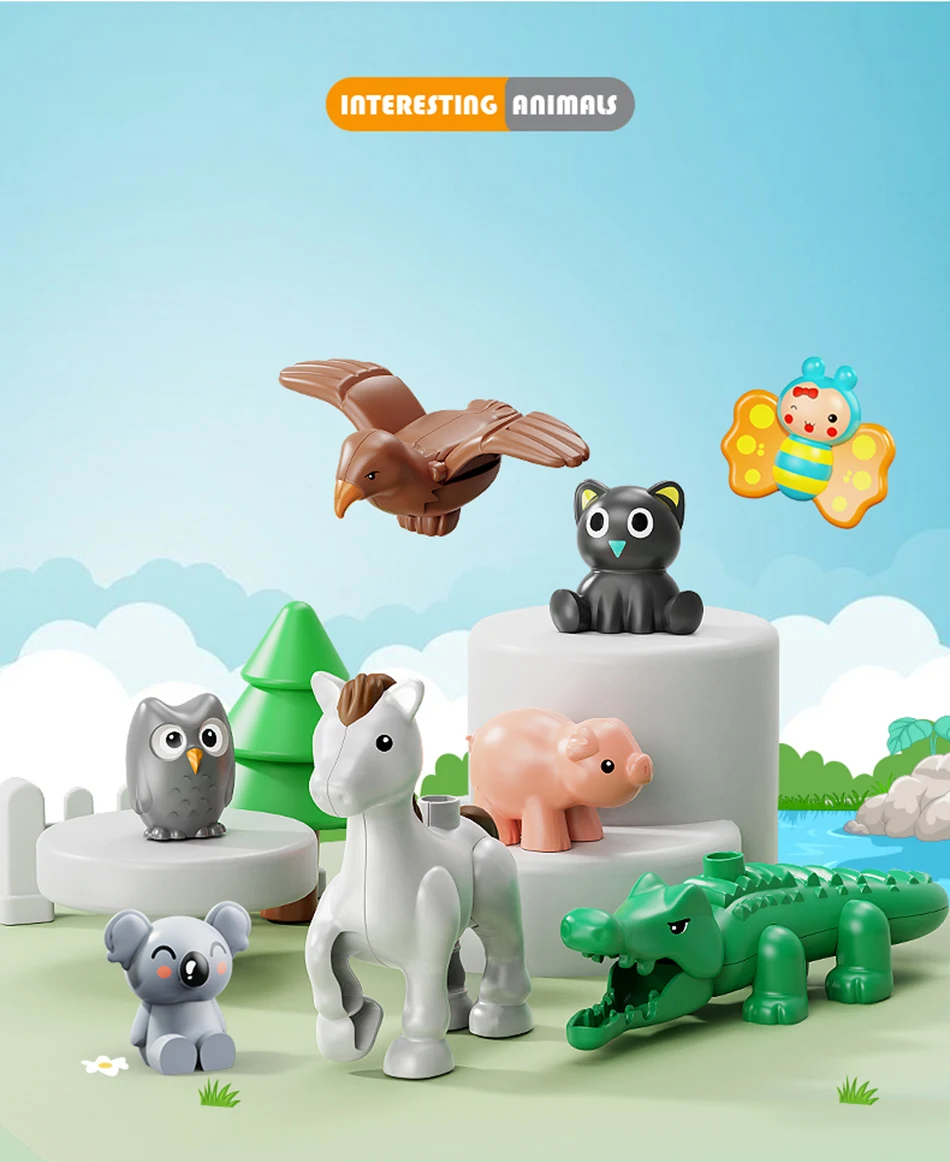 NEUE Große Größe Bausteine Zubehör Figuren Tiere Block Dinosaurier Känguru DIY Ziegel Montage Spielzeug Für Kinder Kinder Geschenk – Detail 3