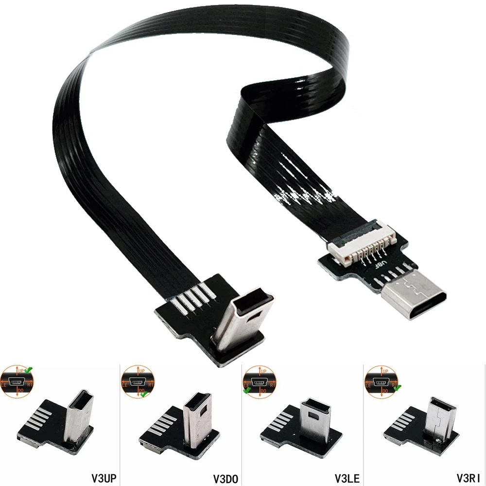 

FPC 0,1 м Mini USB тип A штекер к Micro USB B гнездо 90 градусов правый/левый угол адаптера кабель/поддерживается зарядка и передача данных