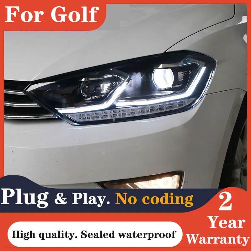 รถจัดแต่งทรงผมโคมไฟสำหรับ Golf Sportsvan ไฟหน้า2016 Golf 7 Sportsvan LED ไฟหน้า Bi Xenon โปรเจคเตอร์เลนส์อุปกรณ์เสริมอัตโนมัติ