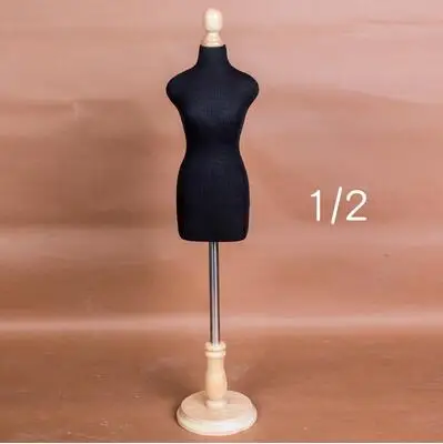 

Black Female Sewing Mannequin Body for Clothes,Busto Dress Form, Standard 1:2Jersey, Wood Base Bust,L Size, Can Pin.1PC, M00020H