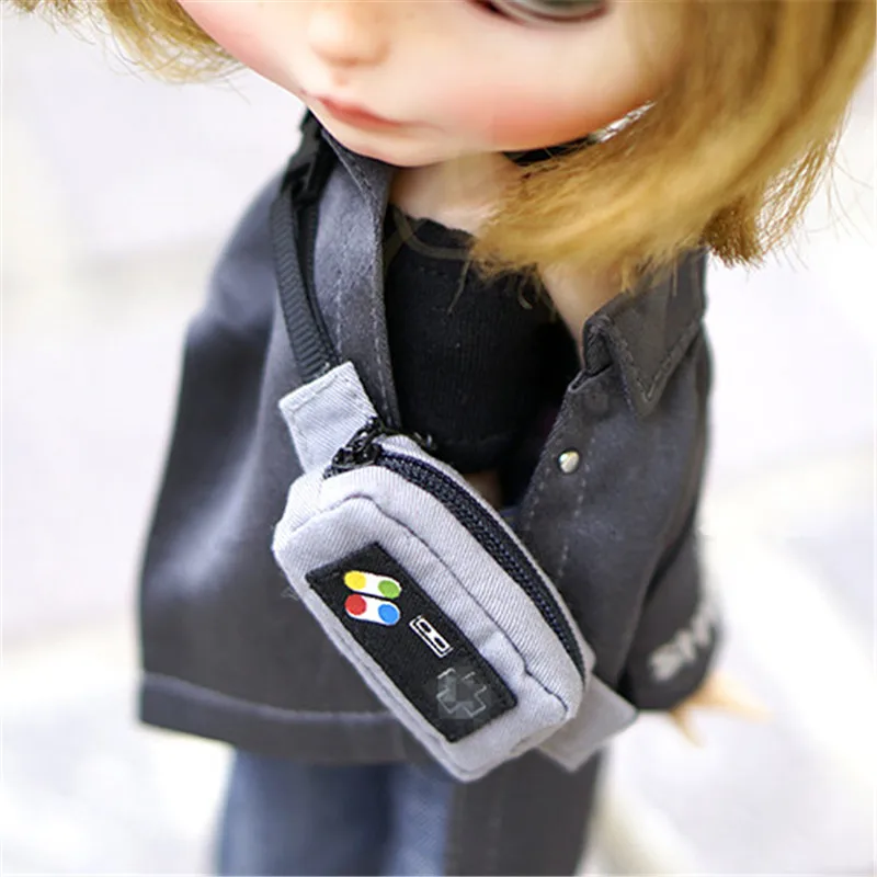 

Blythes Doll Bag Accessories fit the 1/6 size OB11 1/12 of the stylish new backpack game console chest bag in black white grey