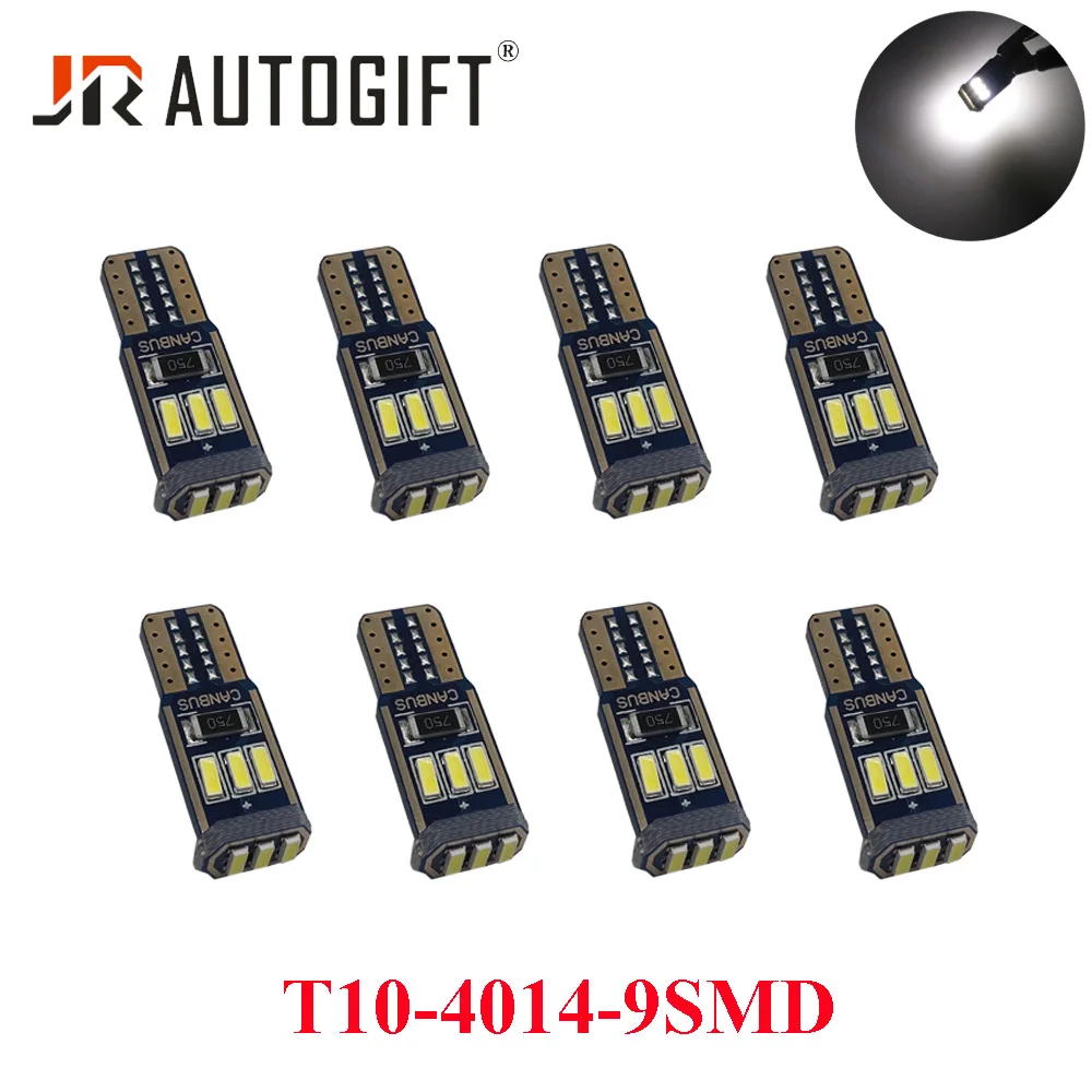 50PCS Car styling 12V T10 W5W led Lamp 194 9smd 4014 auto car t10 led 168 License Plate Lights Dome Reading Door Signal Lamp