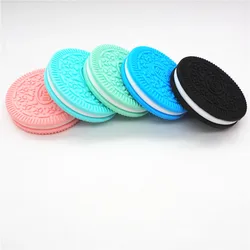 Chenkai 10PCS Silicone Biscuit Teether DIY Baby Oreo Cookie Pendant Pacifier Dummy Nursing Sensory Teething Toy Gift BPA Free