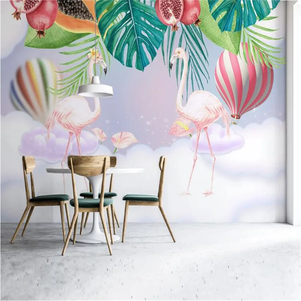 milofi nordic ins pink couple flamingo children room background wall