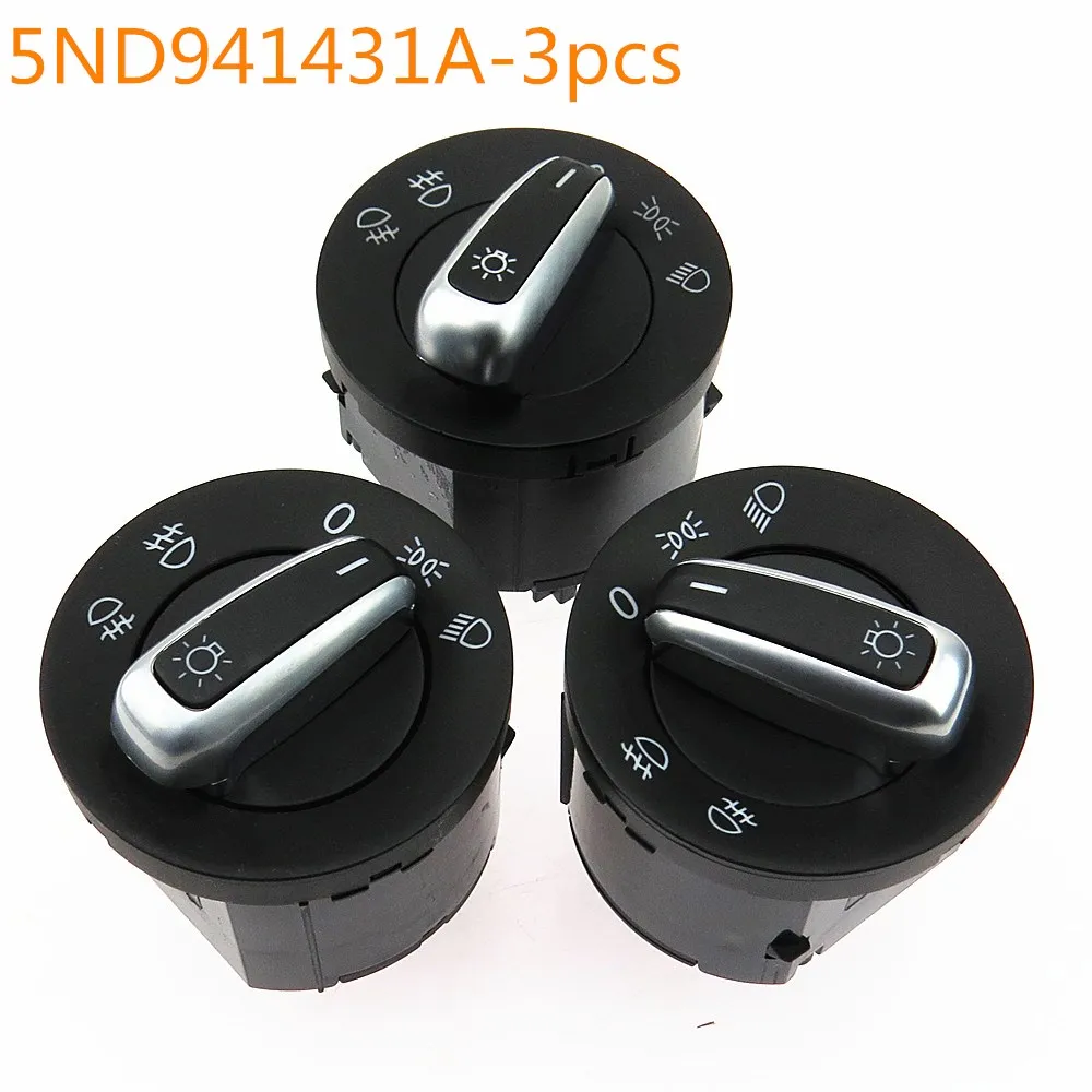 

SCJYRXS Front Chrome Headlight Control Knob Switch For Golf MK5 6 Passat B6 Touran EOS CC 5ND 941 431A 5ND941431A 5ND 941 431 A