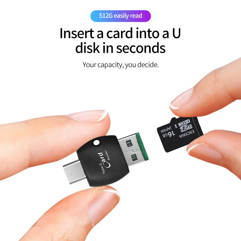 ANMONE 2 In1 Type-C USB OTG Card Reader For Xiaomi Redmi Note 8 9 10 Pro USB C TF Mempry Card Reader Adapter Laptop PC Accessory
