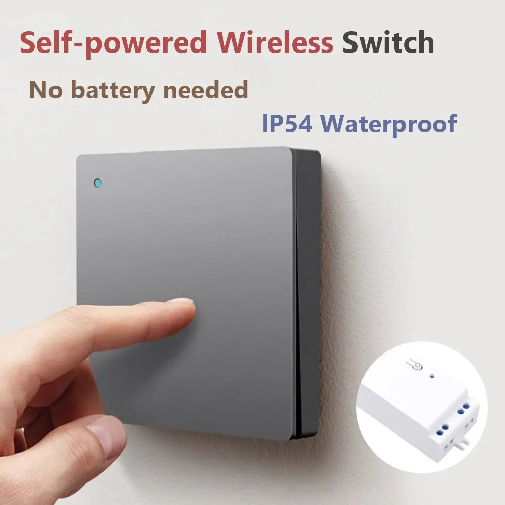 Self-Pow Wall Light wireless Switch Self-Powered Remote Control No Battery No Wire IP54 Waterproof Indoor Outdoor kinetic switch