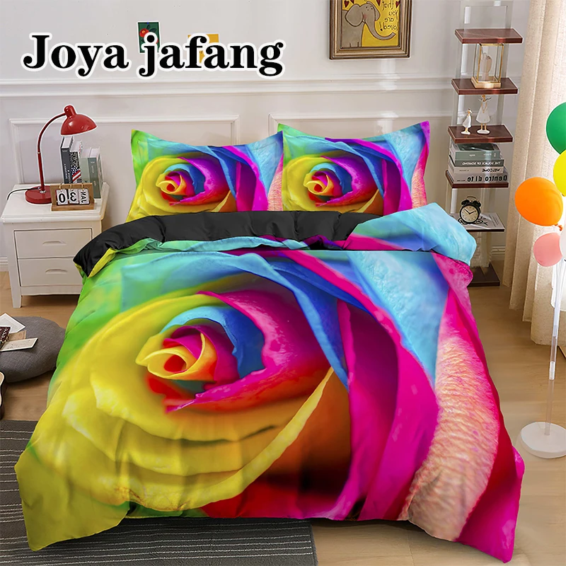 

Bedding Set Cover 3D Multicolor Rose Printing Bedclothes Child Girl Woman Duvet Cover Set Beautiful Home Bed Set