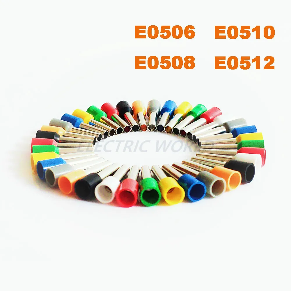 

E0506 E0508 Tube Insulated cord end terminals 0.5mm Cable Connector wire terminals Insulating Crimp wire Connector E0510 E0512