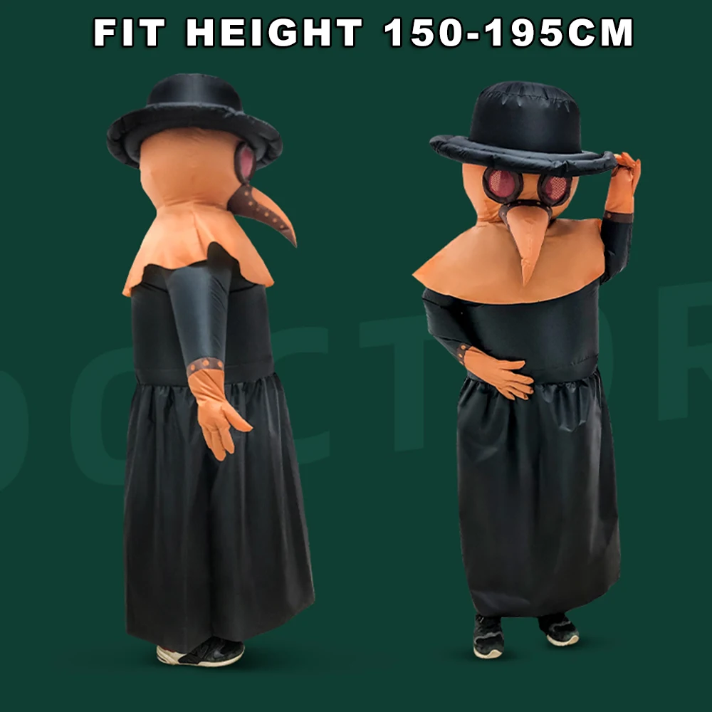 Adult Medieval Plague Doctor Inflatable Costume Carnival Halloween Party Cosplay Costumes Suits Dress for Man Woman