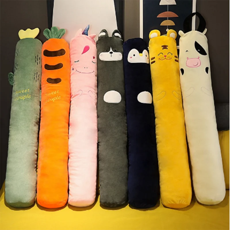 Cartoon Animals Plush Long Pillow Plants Long Cushion Carrot Unicorn Tiger Husky Cow Stuffed Toys Bedroom Sleeping Pillow Gifts