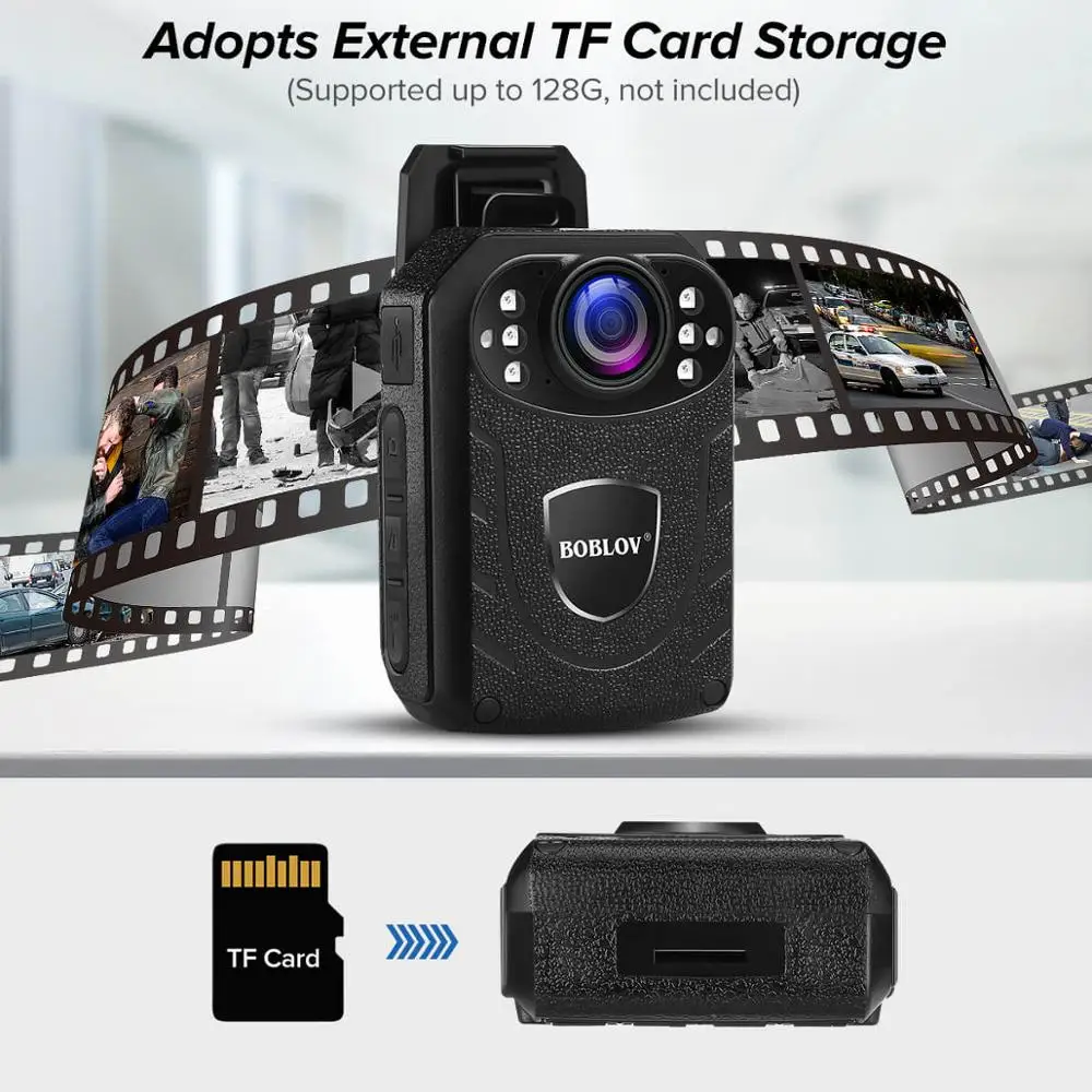 BOBLOV KJ21 برو بوديكامير HD1296P KJ21 تحديث كاميرا لرجال الشرطة كاميرا مراقبة صغيرة على الجسم كاميرا للرؤية الليلية عدسة خارجية