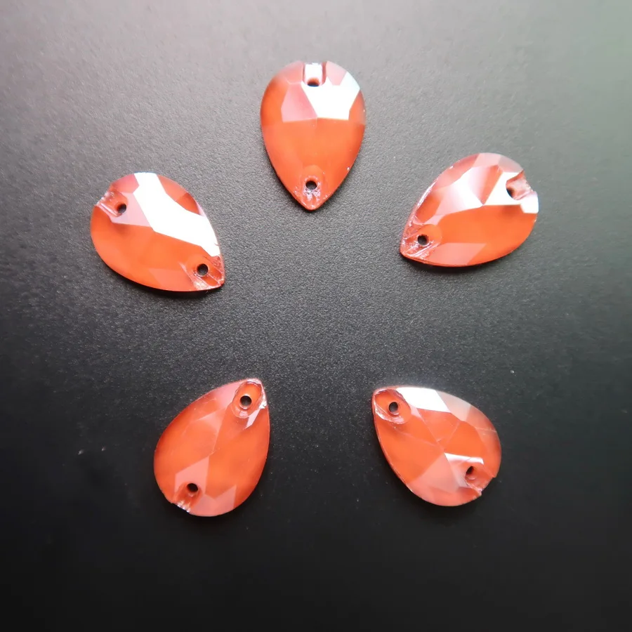 Geleeartige Kristallsteine in Tropfenform mit Flacher Rückseite und Zwei Löchern, 4 Größen, zum Aufnähen, für Kleidung, Schuhe, Taschen, DIY – Detail 4