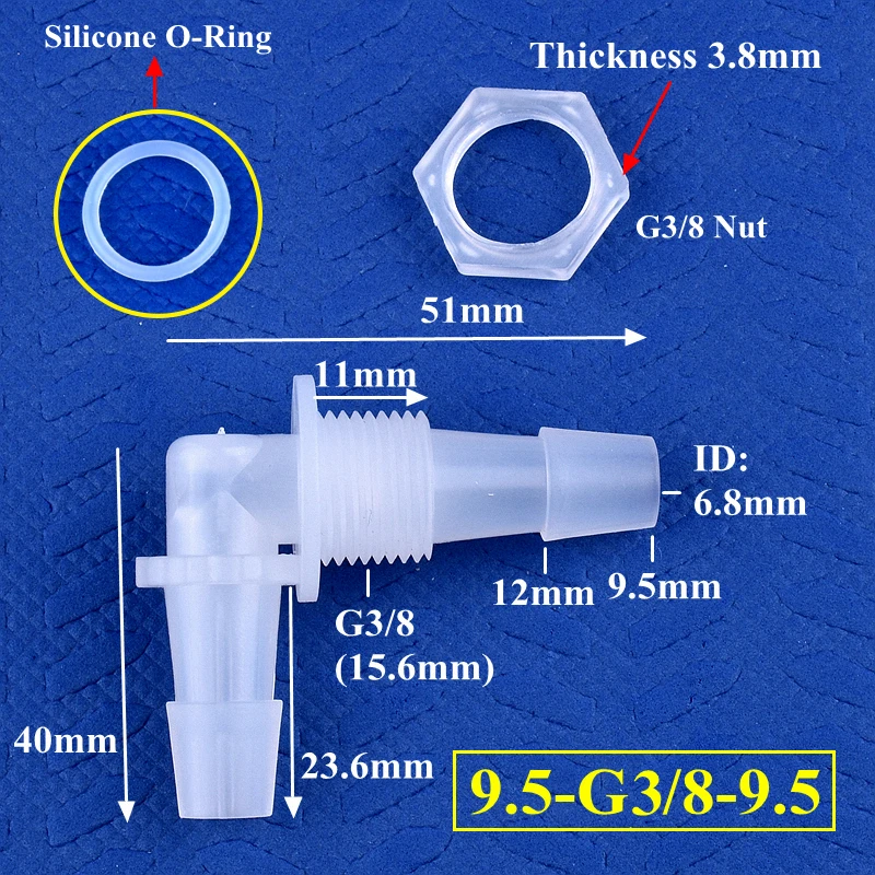 SgooHan 5 ~ 200 stücke M6 ~ G1/2 Zu 2,4-11,1mm PP Pagode Elbow Stecker + Mutter silikon O-Ring Bewässerung Bewässerung Aquarium Aquarium Schlauch Joint 7
