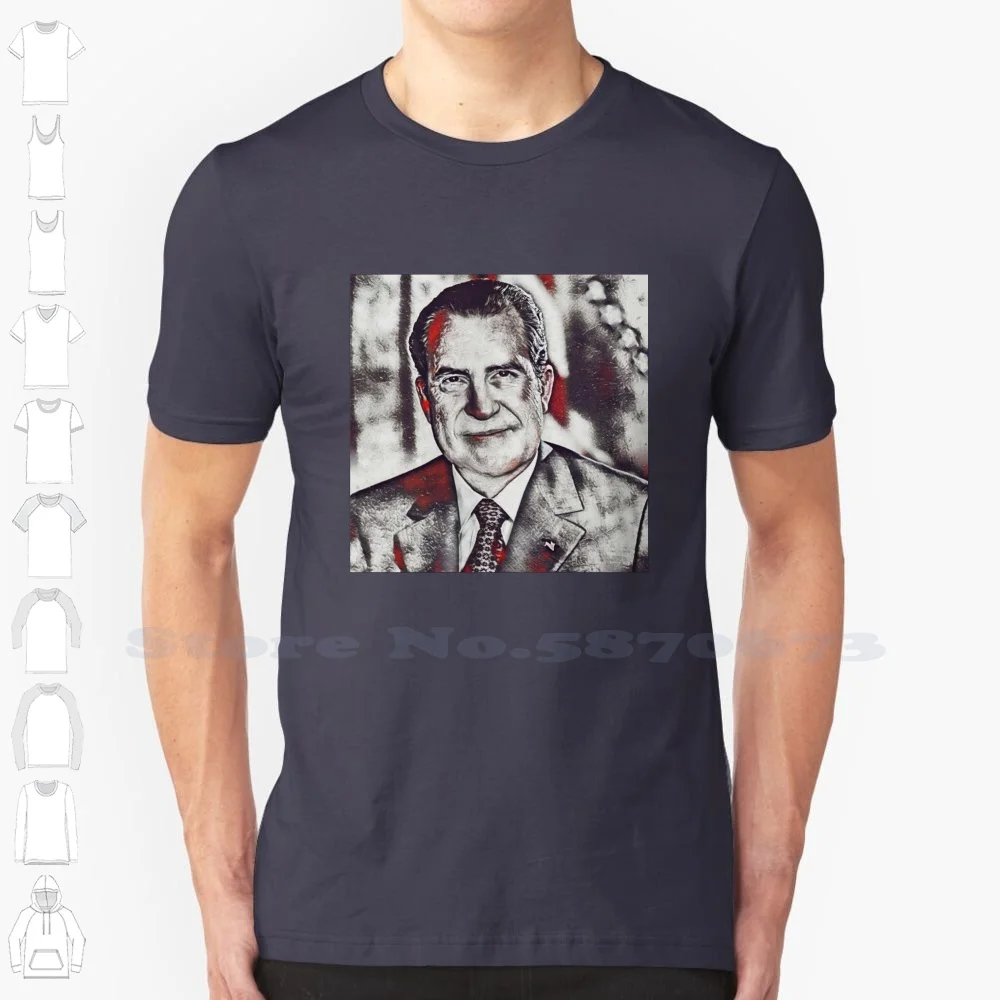 President Richard Rare Portrait Painting 100% Cotton T-Shirt Richard Milhous Richard M Richard Presideon President Of The