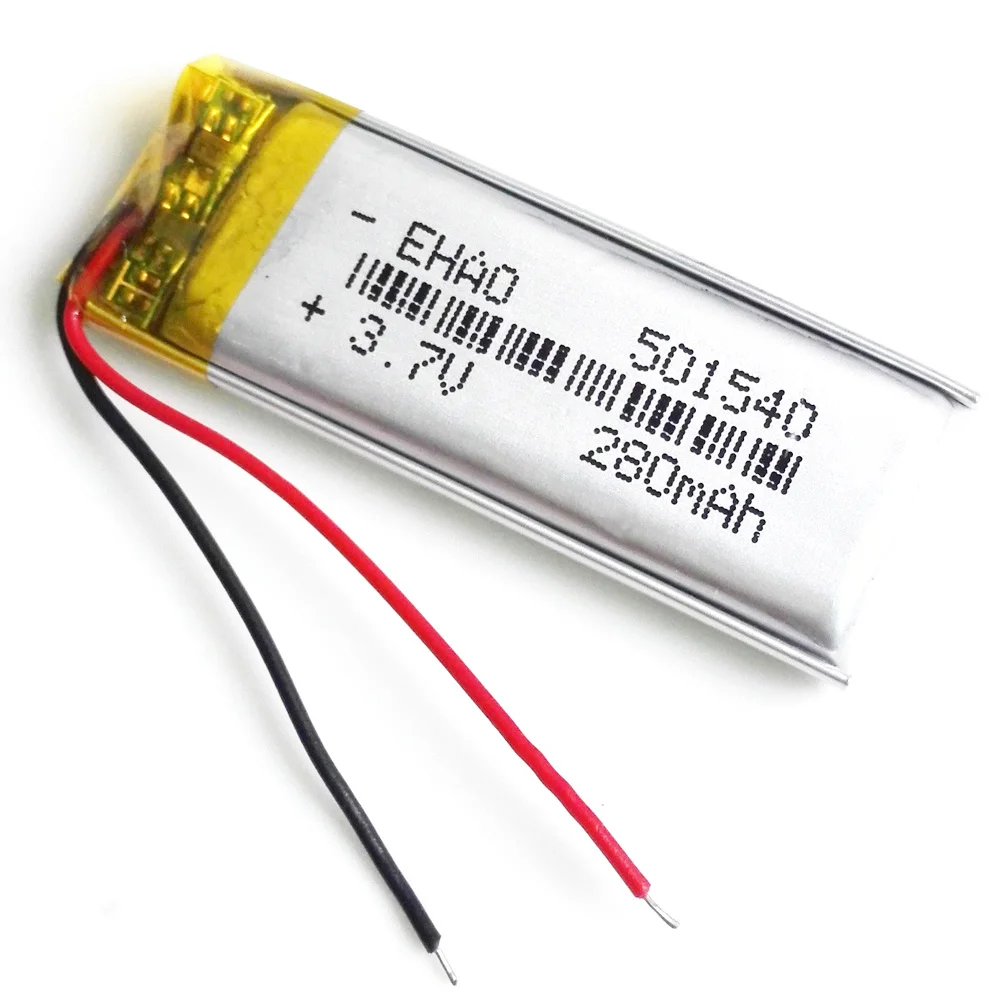 2 szt. Akumulator 3.7V 280mAh LiPo 501540 do ręcznego nawigacja GPS Mp3 GPS słuchawki z Bluetooth rejestrator bransoleta