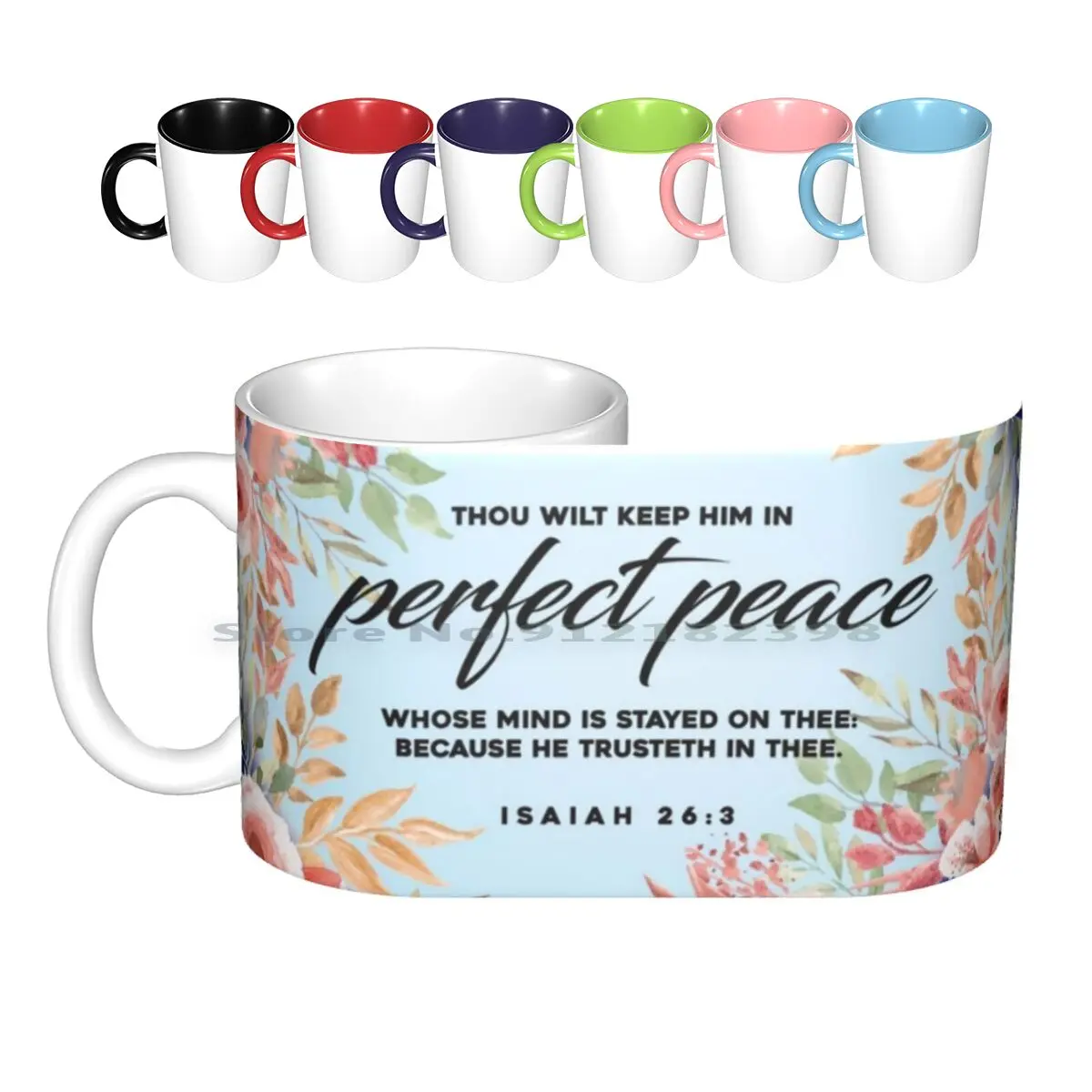 Perfect Peace Christian Bible Verse Isaiah 26 : 3 Ceramic Mugs Coffee Cups Milk Tea Mug Bible Verse Holy Perfect Peace Mind