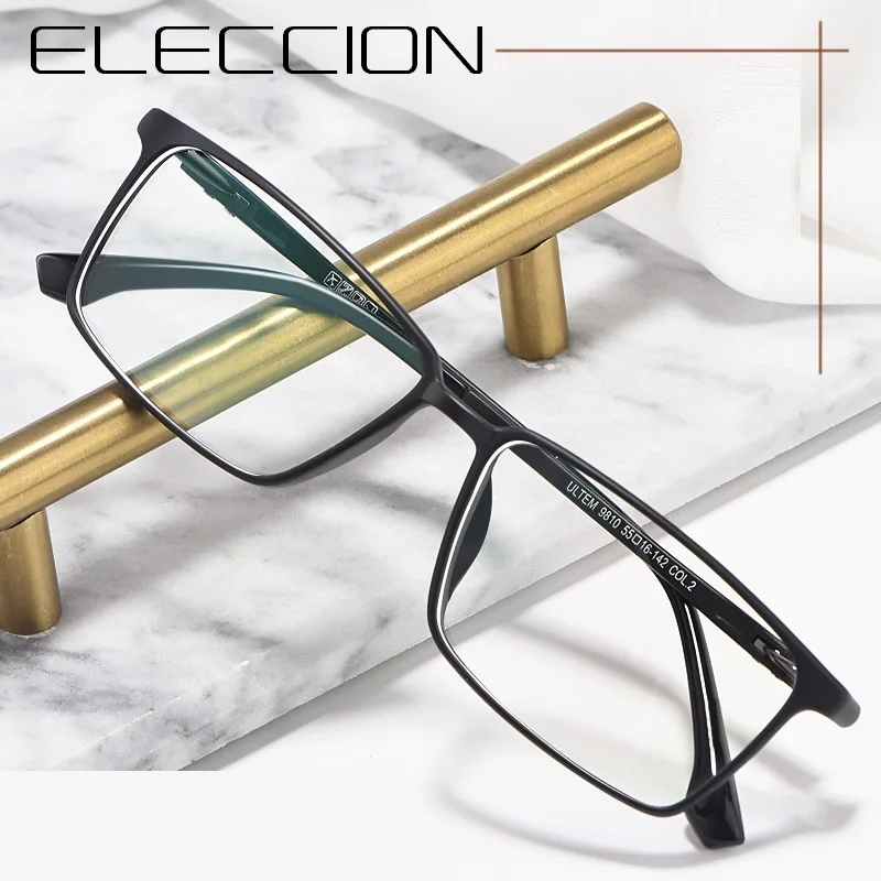 

ELECCION High Quality Super Elastic Glasses Frame Man Ultralight ULTEM Square Full Rim Frames Optical Eyeglasses Male