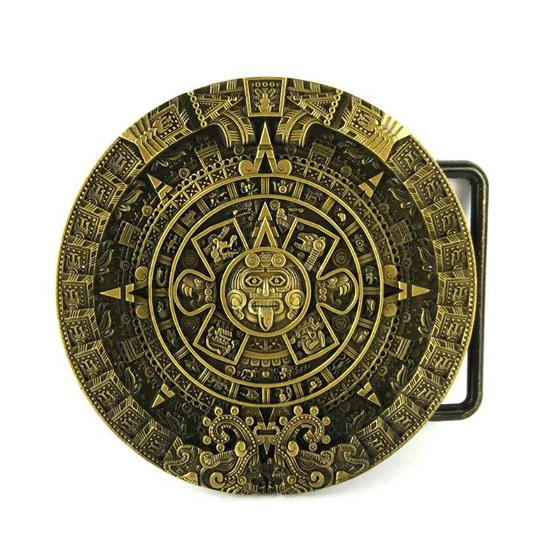 

Aztec Maya Calendar Round Metal Belt Buckle for Men Casual Western Cowboy DIY Fashion Male Accessories, Drop Shipping Welcome