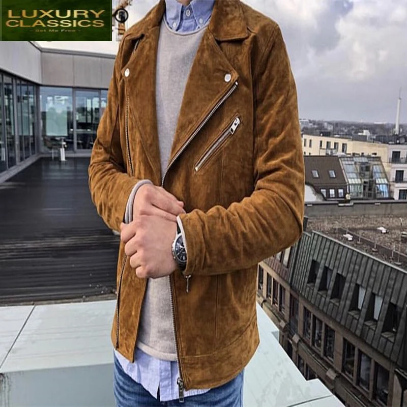 Men Genuine Leather Jacket Spring Winter Clothes 2021 Fashion Pig Suede Coat Man Real Leather Coats Men's Leather Jacket