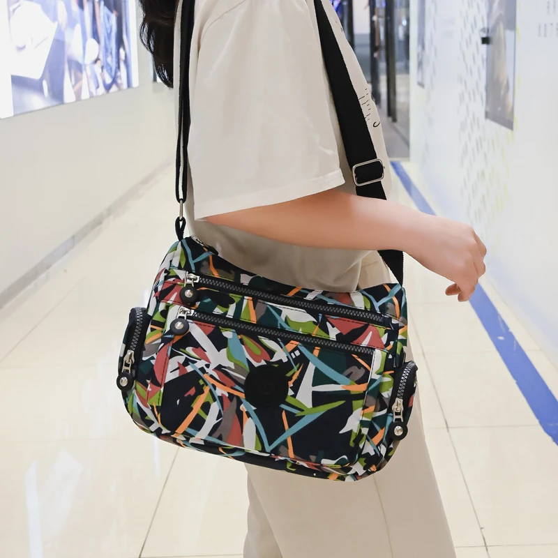 Rural Style Cloth Crossbody Ladies Casual Shoulder Bag Nylon Waterproof Handbag Daily or Women Shopping Travel Messengerbag
